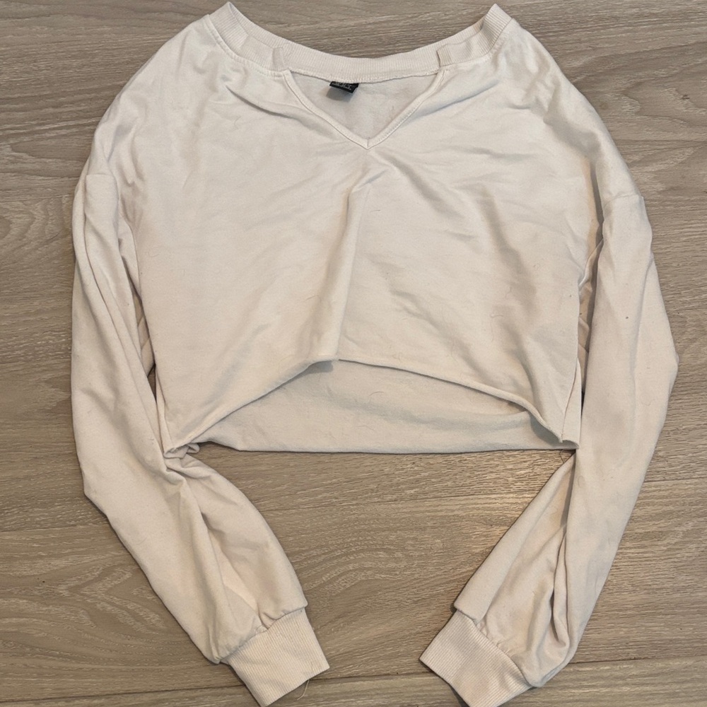 Women's White Long Sleeve CropTop